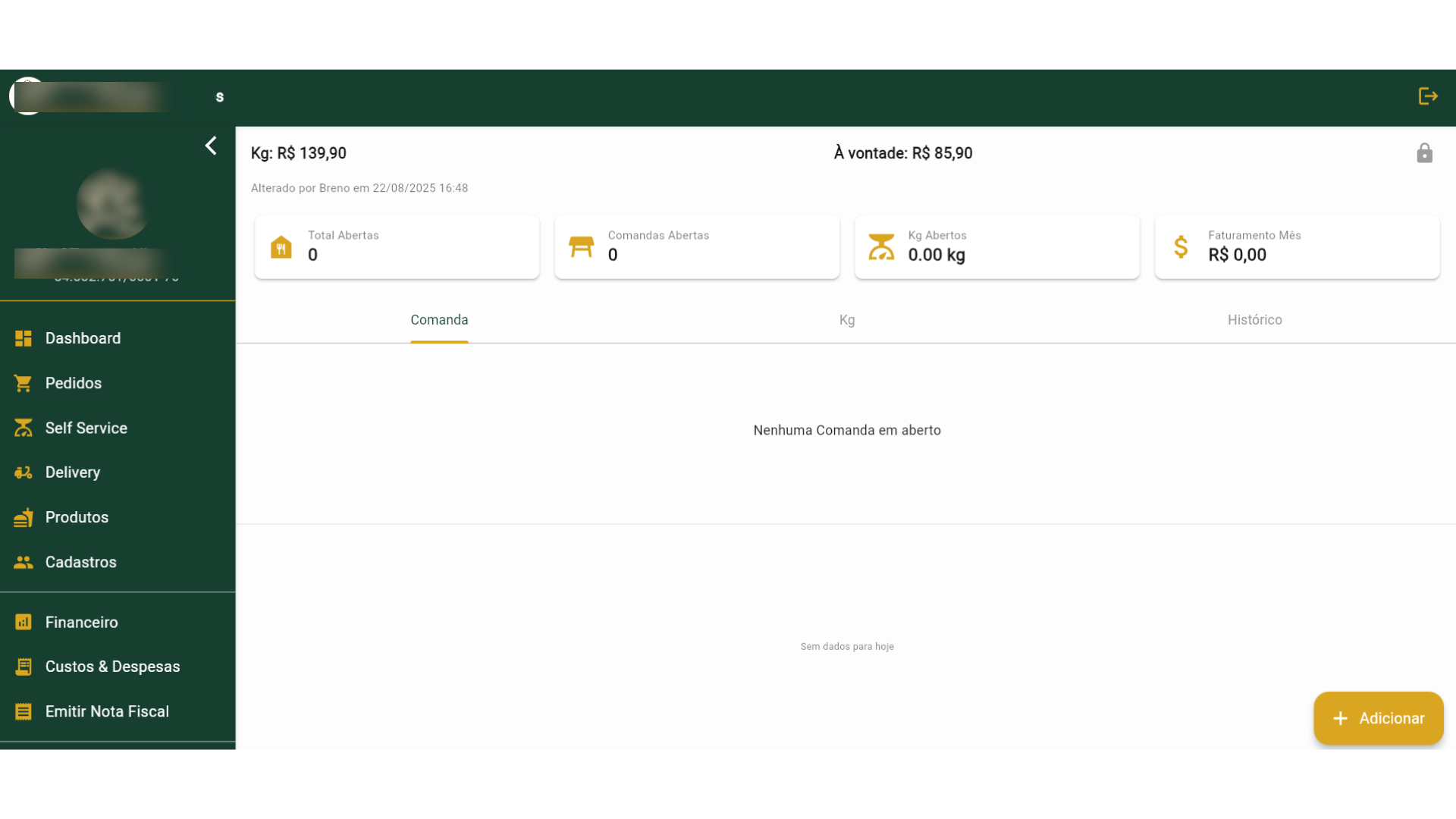 Painel do Módulo Self Service