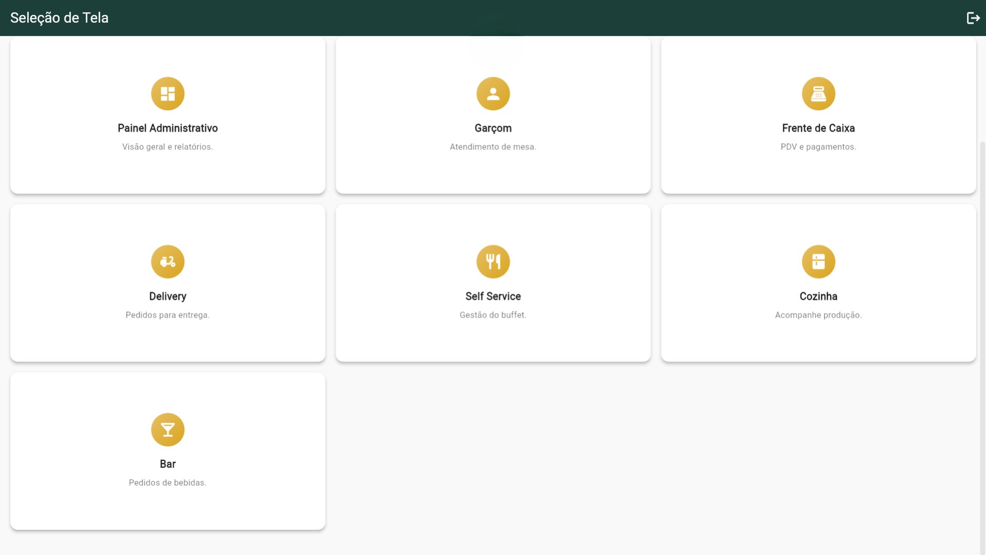 Painel de Seleção de Módulo